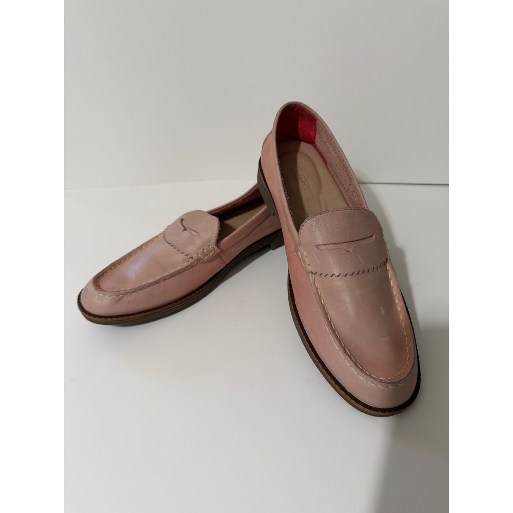 Sperry Seaport Penny Loafers Womens 9.5 Dusty Pink Leather Flats Minimalist